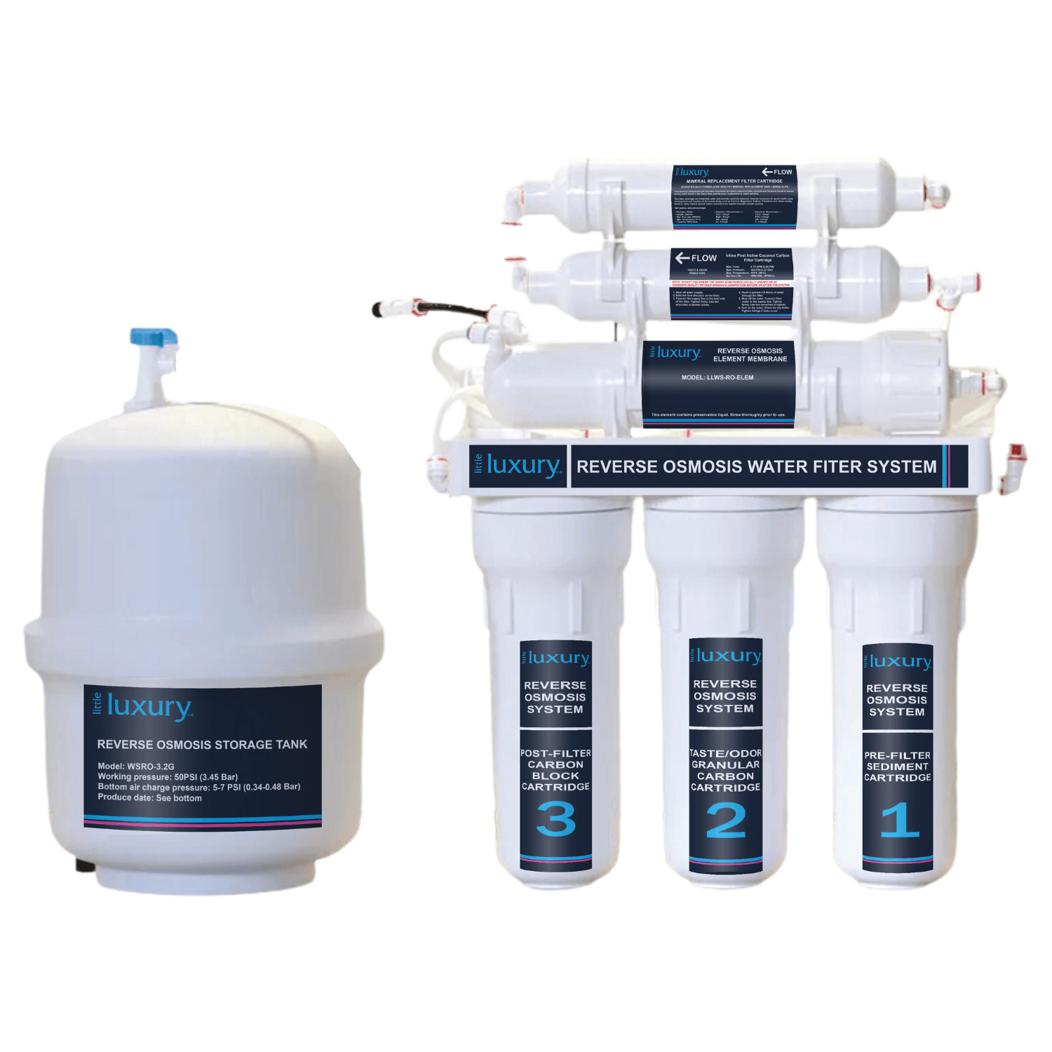 6-Stage Reverse Osmosis Water Filter System - 12L Tank