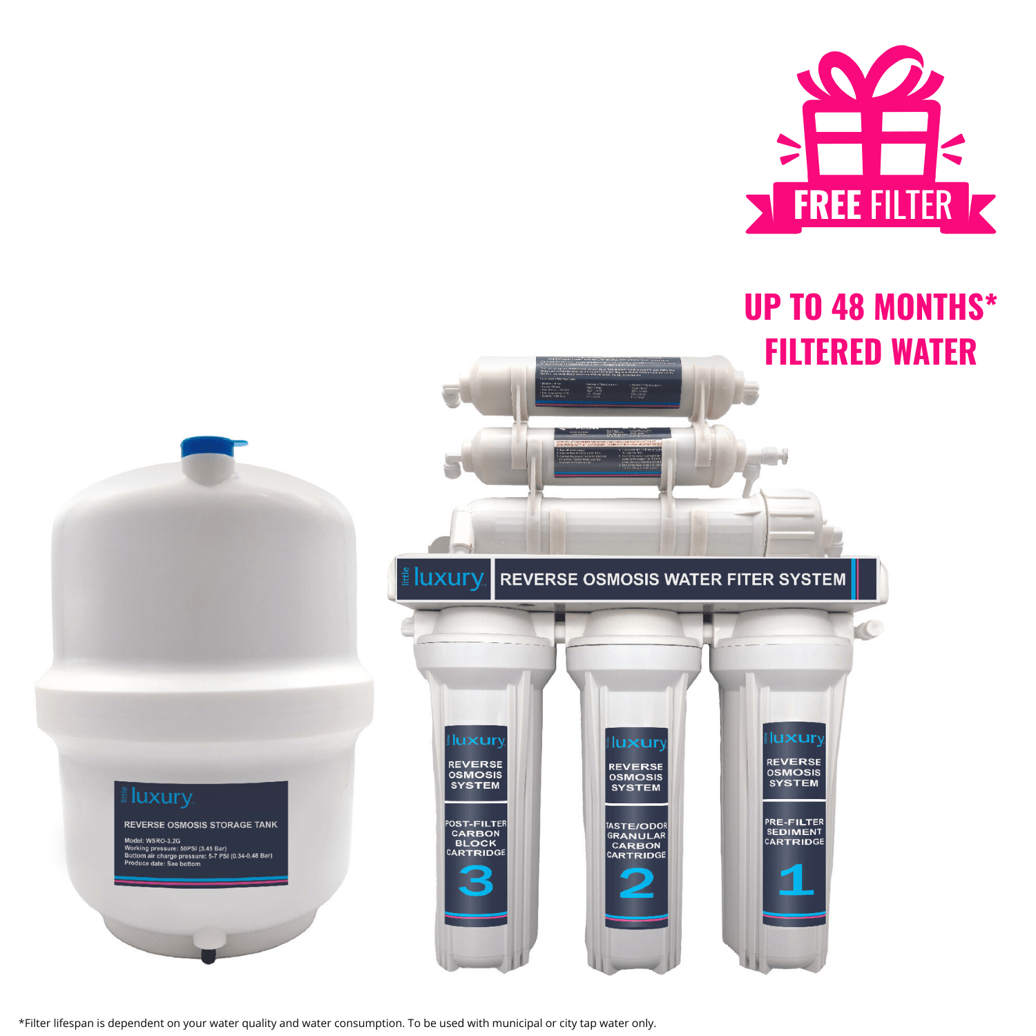 6-Stage Reverse Osmosis Water Filter System - 12L Tank + FREE FILTER SET